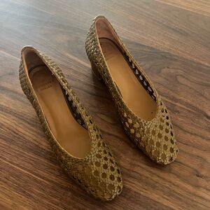Sezane Tan Woven Heels